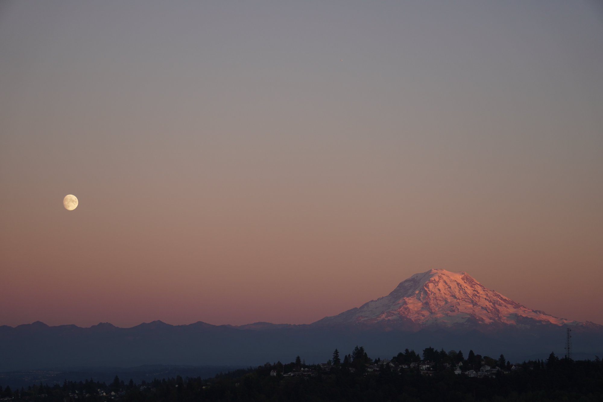 Moonrise over Mt. Rainier